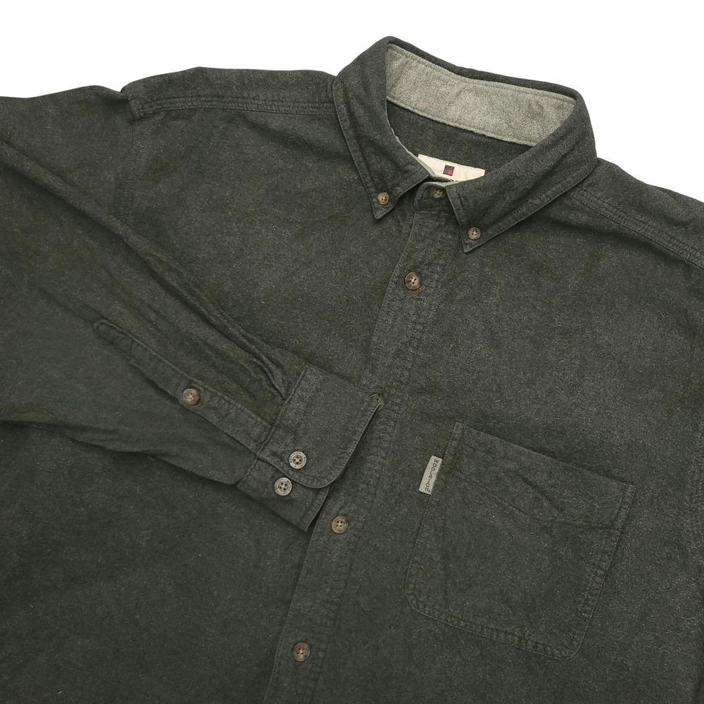 Woolrich Shirt Mens L Green Solid Long Sleeve Button Up Flannel Cotton Outdoor
